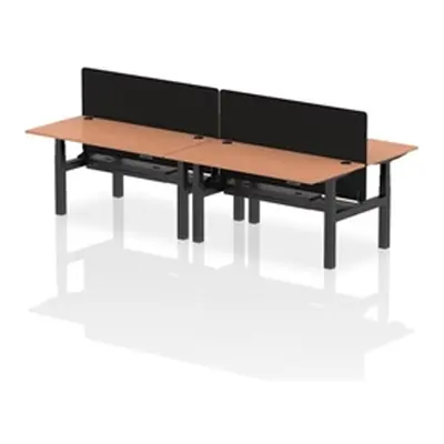 Air B2B 1600x800mm Adjustable 4P Bench Desk CP Beech/Black + Screen