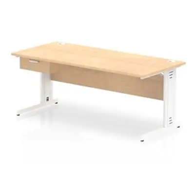 Impulse 1800x800 Desk Maple/White Cable Managed Leg 1 Dr Fixed Ped