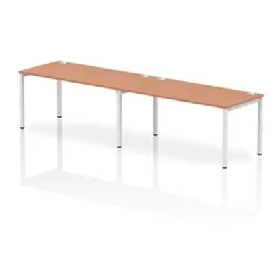 Impulse Bench Single Row 2 Person 1600 White Frame Bench Desk Beech