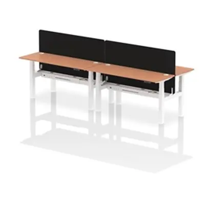 Air B2B 1600x600mm Adjustable 4P Bench Desk CP Beech/White + Screen