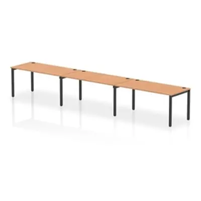 Impulse Bench Single Row 3 Person 1600 Black Frame Bench Desk Oak