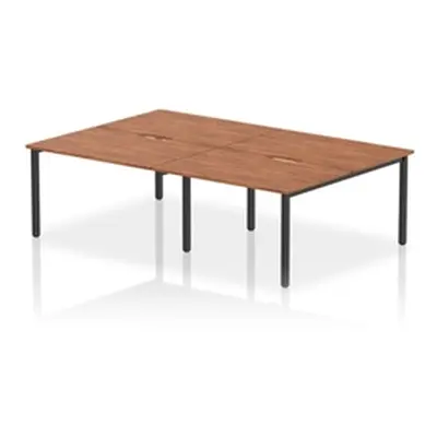 Evolve Plus 1200mm B2B 4 Person Bench Desk Walnut Top Black Frame