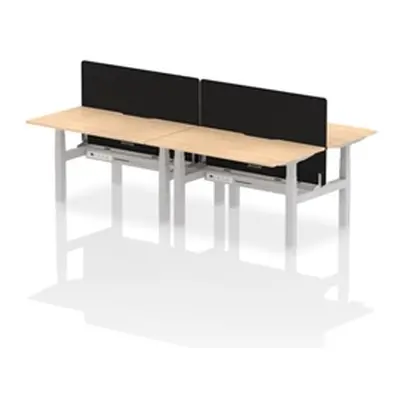 Air B2B 1400x800 Adjustable 4P Bench Desk Scallop Maple/Silver +Screen