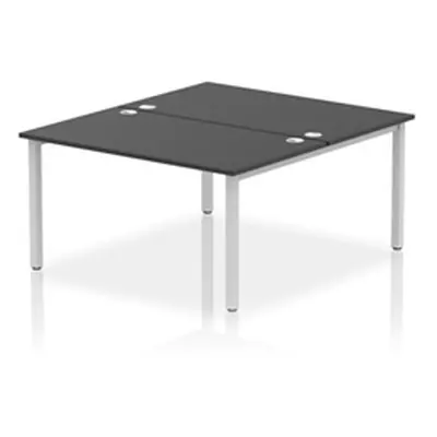 Impulse Bench B2B 2 Person 1400 Silver Frame Office Bench Desk Black