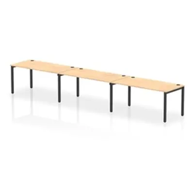 Impulse Bench Single Row 3 Person 1600 Black Frame Bench Desk Maple