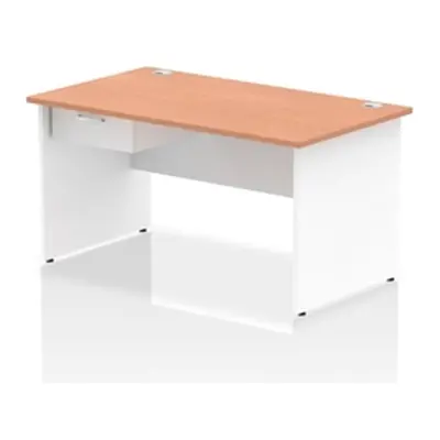 Impulse 1400x800 Desk Beech/White Panel End 1x1 Drawer Fixed Ped