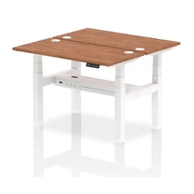 Air B2B 1200x600mm Height Adjustable 2P Bench Desk CP Walnut/White