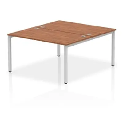 Impulse Bench B2B 2 Person 1400 Silver Frame Office Bench Desk Walnut