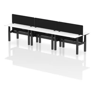 Air B2B 1400x600mm Adjustable 6P Bench Desk CP White/Black + Screen