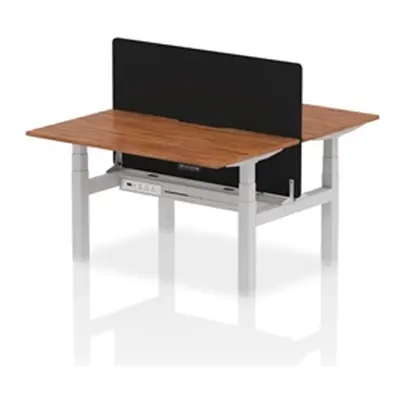 Air B2B 1400x800 Adjustable 2P Bench Desk Scallop Walnut/Silver/Screen