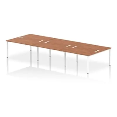 Impulse Bench B2B 6 Person 1400 White Frame Office Bench Desk Walnut