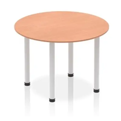 Impulse 1000mm Round Table Beech Top Silver Post Leg