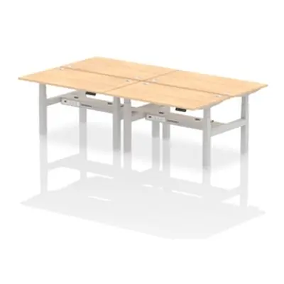 Air B2B 1400x800mm Height Adjustable 4P Bench Desk CP Maple/Silver