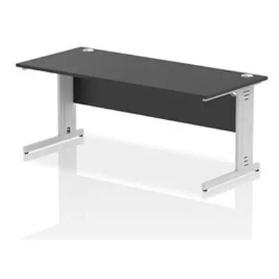 Impulse 1800x800mm Straight Desk Black Top Silver Cable Managed Leg