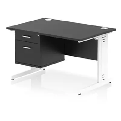 Impulse 1200x800 Desk Black/White Cable Managed Leg 2 Dr Fixed Ped