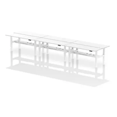 Air B2B 1800x600mm Height Adjustable 6P Bench Desk CP White/White