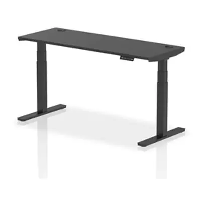 Air 1600x600mm Height Adjustable Desk Black Top Cable Ports Black Leg