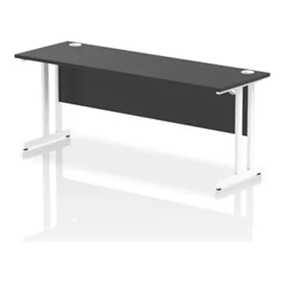 Impulse 1800x600mm Straight Office Desk Black Top White Cantilever Leg