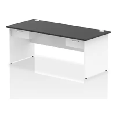 Impulse 1800x800 Desk Black/White Panel End 2x1 Drawer Fixed Ped