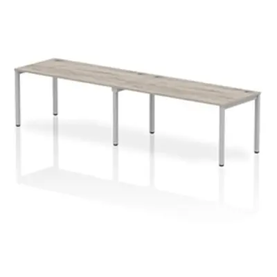 Impulse Bench Single Row 2 Person 1600 Bench Desk Grey Oak/Silver