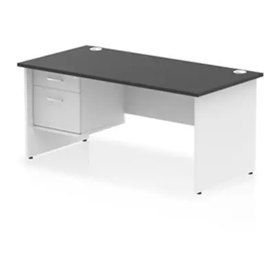 Impulse 1600x800 Desk Black/White Panel End Leg 1x2 Drawer Fixed Ped