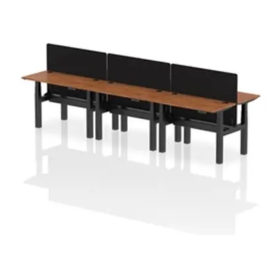 Air B2B 1200x600mm Adjustable 6P Bench Desk CP Walnut/Black + Screen