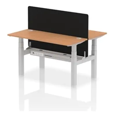 Air B2B 1400x600mm Adjustable 2P Bench Desk CP Oak/Silver + Screen