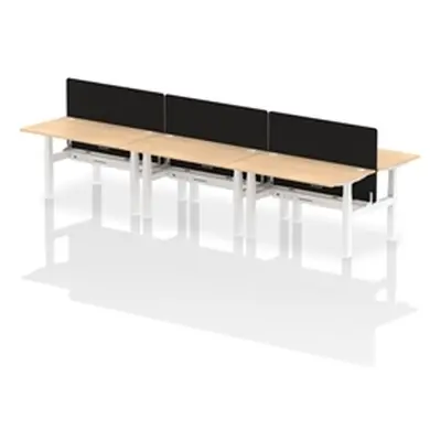 Air B2B 1400x800mm Adjustable 6P Bench Desk CP Maple/White + Screen