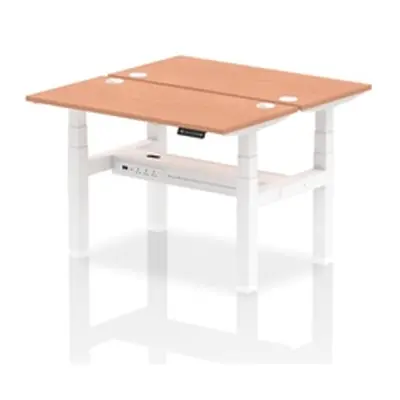 Air B2B 1200x600mm Height Adjustable 2P Bench Desk CP Beech/White