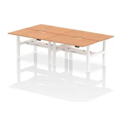 Air B2B 1400x800mm Height Adjustable 4P Bench Desk Scalloped Oak/White