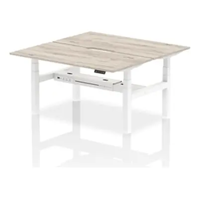 Air B2B 1600x800 Adjustable 2P Bench Desk Scalloped Grey Oak/White