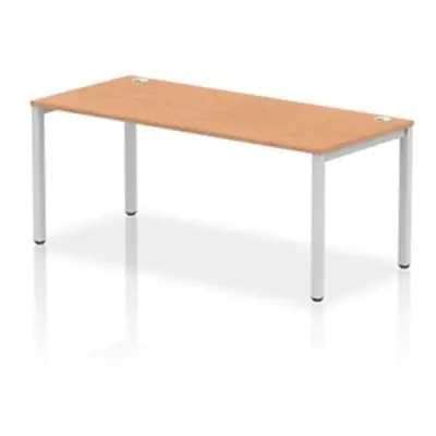 Impulse Bench Single Row 1800 Silver Frame Office Bench Desk Oak