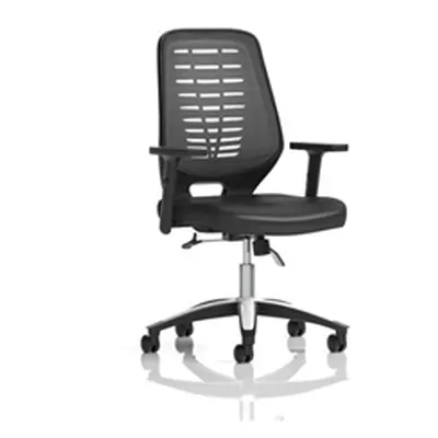 Relay Operator Chair Leather Seat Silver Back Height Adjustable Arms