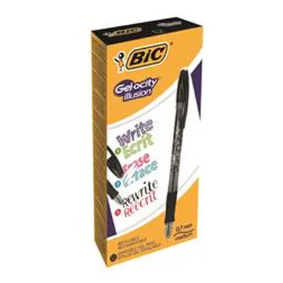 Bic Gel-ocity Illusion Erasable Pen Medium Black (12 Pack)