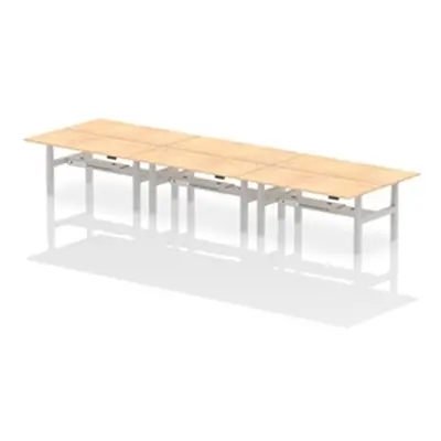 Air B2B 1800x800mm Height Adjustable 6P Bench Desk CP Maple/Silver