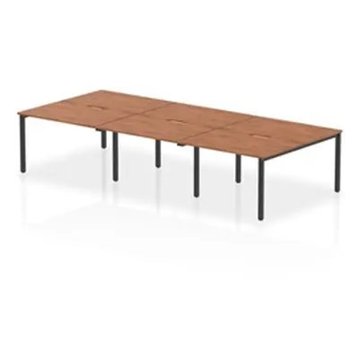 Evolve Plus 1200mm B2B 6 Person Bench Desk Walnut Top Black Frame