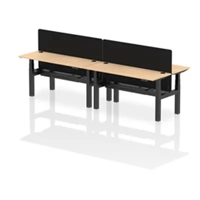 Air B2B 1600x600mm Adjustable 4P Bench Desk CP Maple/Black + Screen