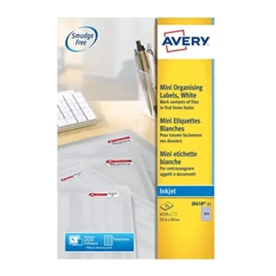 Avery Mini Labels Inkjet 189 per Sheet 25.4x10mm White Ref J8658REV-25