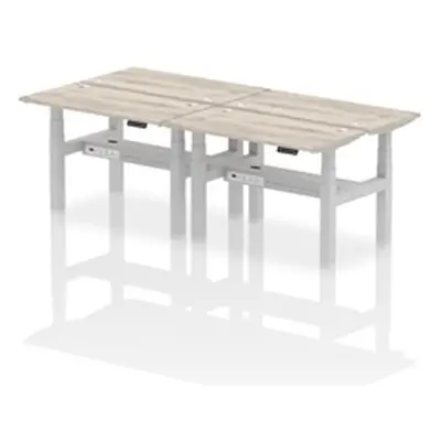 Air B2B 1200x600mm Height Adjustable 4P Bench Desk CP Grey Oak/Silver