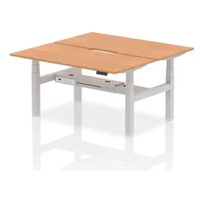 Air B2B 1600x800 Adjustable 2P Bench Desk Scalloped Oak/Silver