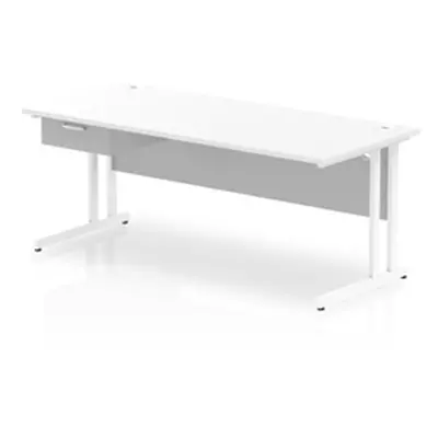 Impulse 1800x800 Desk White/White Cantilever Leg 1x1 Drawer Fixed Ped