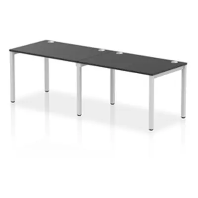 Impulse Bench Single Row 2 Person 1200 Silver Frame Bench Desk Black