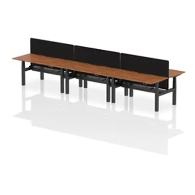 Air B2B 1600x800 Adjustable 6P Bench Desk Scallop Walnut/Black +Screen