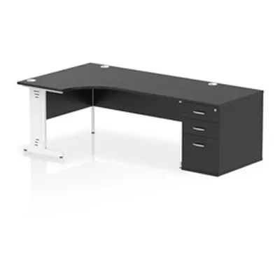 Impulse 1800 LH Crescent Desk Black/White Cable Managed Leg 800 DH Ped