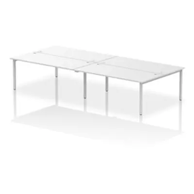 Impulse Bench B2B 4 Person 1800 Silver Frame Office Bench Desk White