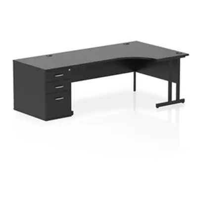 Impulse 1800 RH Crescent Desk Black/Black Cantilever 800 Desk High Ped