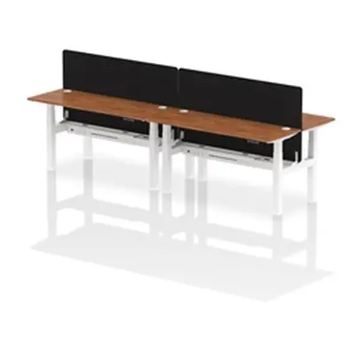 Air B2B 1600x600mm Adjustable 4P Bench Desk CP Walnut/White + Screen