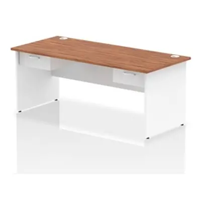 Impulse 1800x800 Desk Walnut/White Panel End 2x1 Drawer Fixed Ped