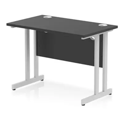 Impulse 1000x600mm Straight Desk Black Top Silver Cantilever Leg