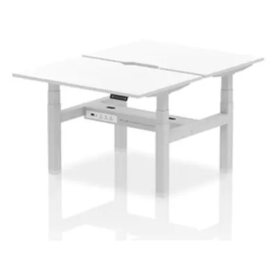 Air B2B 1200x800 Adjustable 2P Bench Desk Scalloped White/Silver